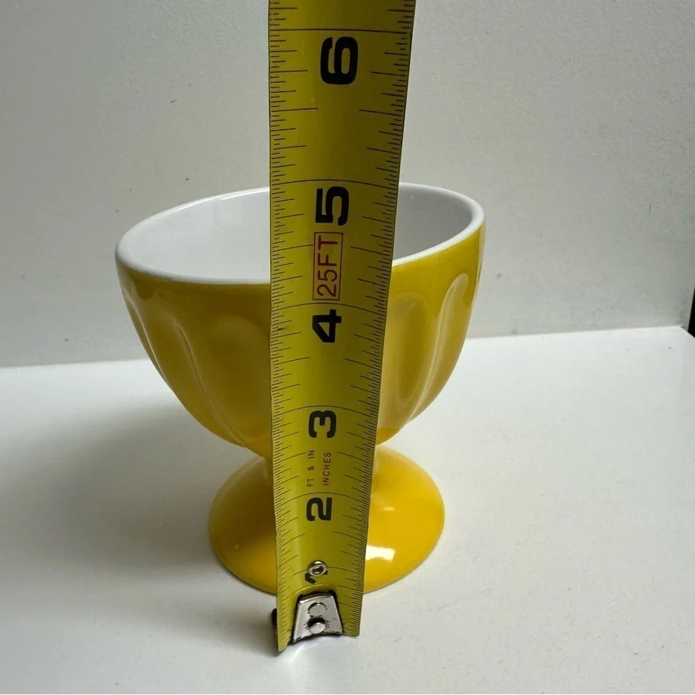 Pier 1 Imports One Ice Cream Bowl Yellow Stoneware With Spoon New In Box